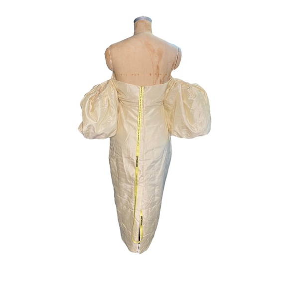 ALIEVA TIFFANY DUPIONI PUFF SLEEVE MAXI DRESS (BEIGE) - Picture 10 of 11